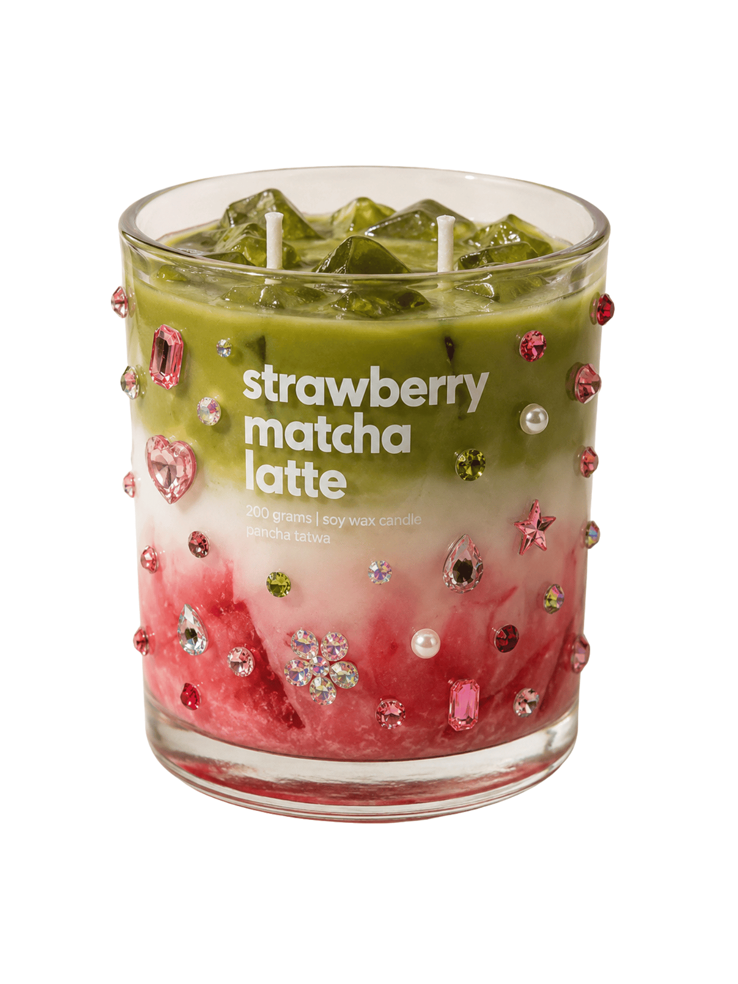 Bedazzled Strawberry Matcha Latte Candle