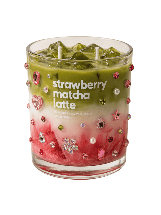 Bedazzled Strawberry Matcha Latte Candle